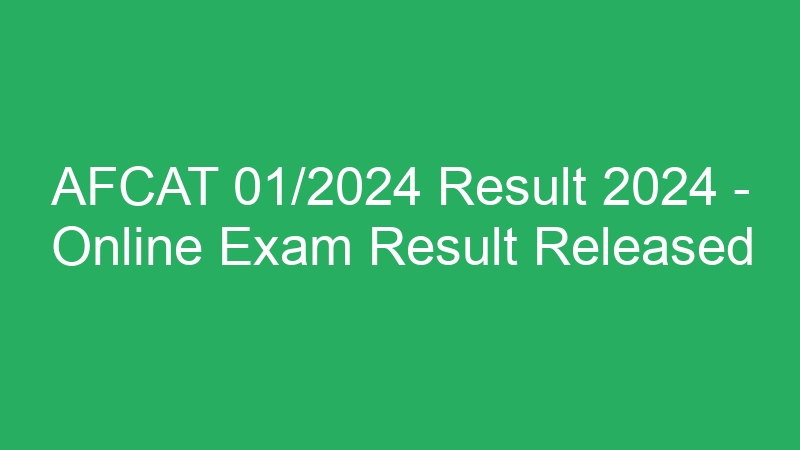 AFCAT 01/2024 Result 2024 – Online Exam Result Released