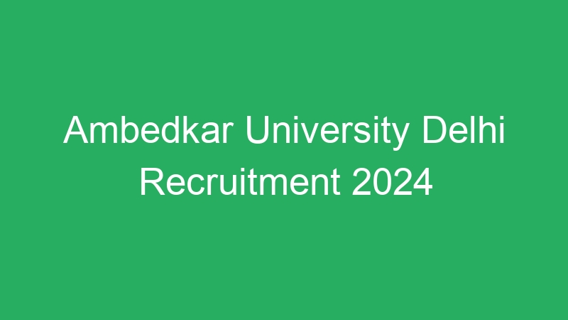 Ambedkar University Delhi Recruitment 2024