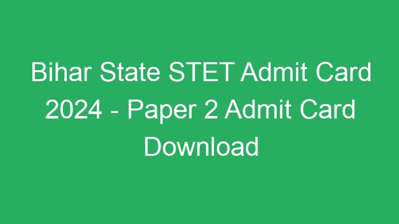 Bihar State STET Admit Card 2024 – Paper 2 Admit Card Download