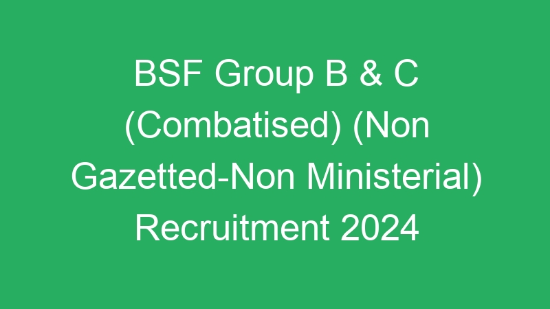 BSF Group B & C (Combatised) (Non Gazetted-Non Ministerial) Recruitment 2024