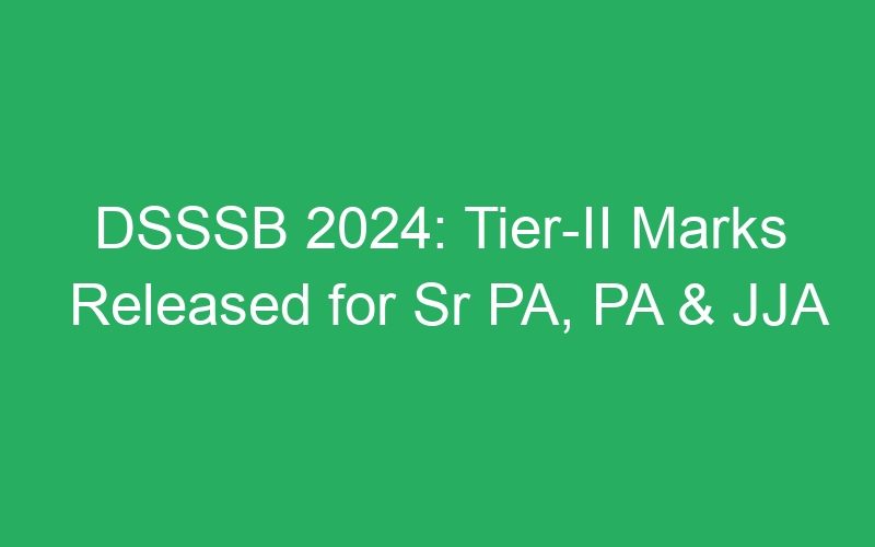 DSSSB 2024: Tier-II Marks Published for Sr PA, PA & JJA