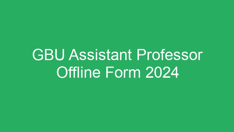 GBU Assistant Professor Offline Form 2024