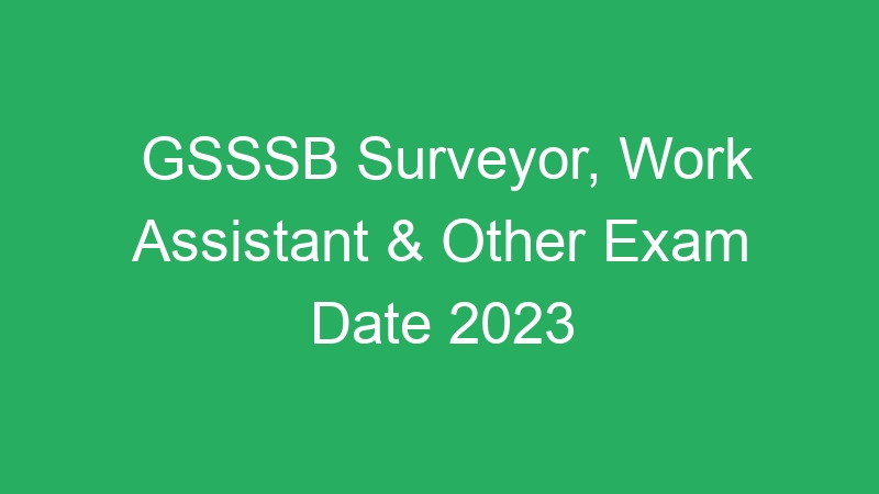 GSSSB Surveyor, Work Assistant & Other Exam Date 2023