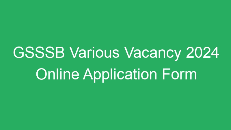 GSSSB Various Vacancy 2024 Online Application Form