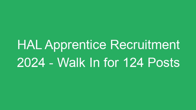 HAL Apprentice Recruitment 2024 – Walk In for 124 Posts