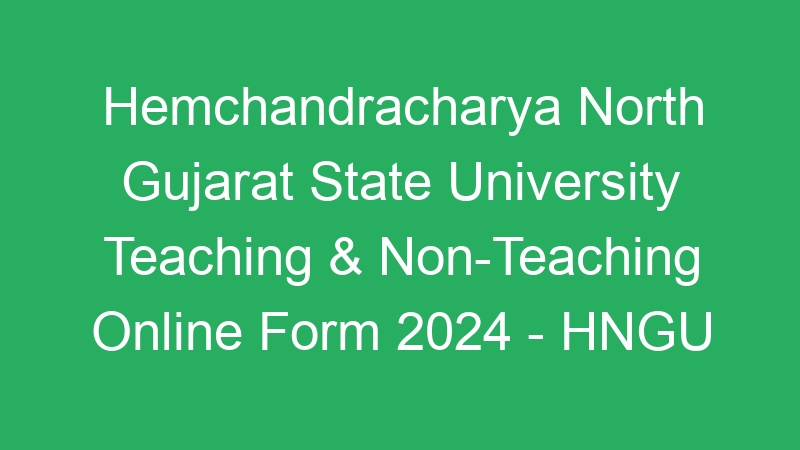 Hemchandracharya North Gujarat State University Teaching & Non-Teaching Online Form 2024 – HNGU