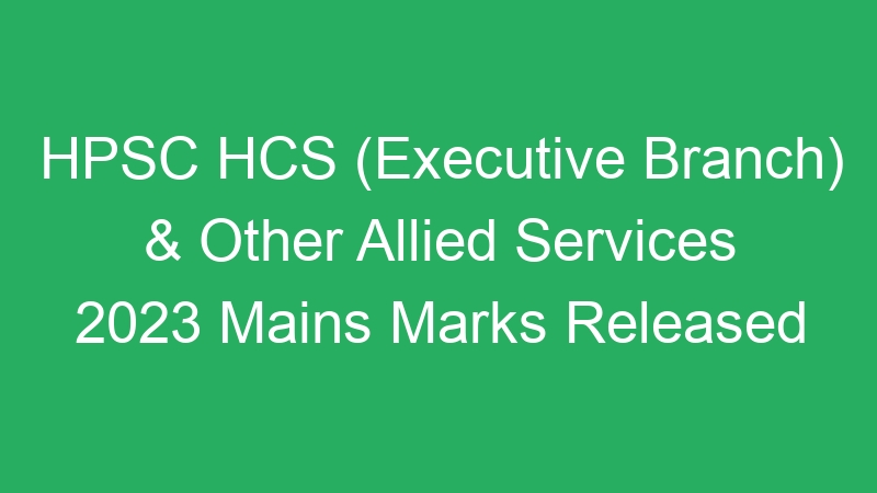 HPSC HCS (Executive Branch) & Other Allied Services 2023 Mains Marks Released