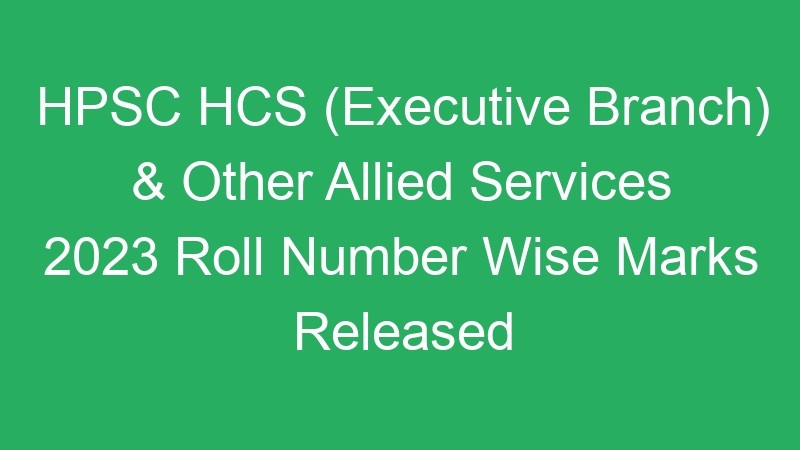 HPSC HCS (Executive Branch) & Other Allied Services 2023 Roll Number Wise Marks Released