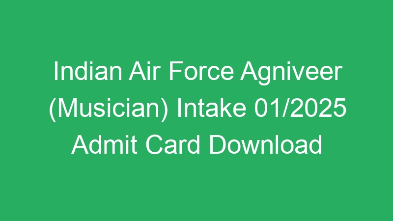 Indian Air Force Agniveer (Musician) Intake 01/2025 Admit Card Download