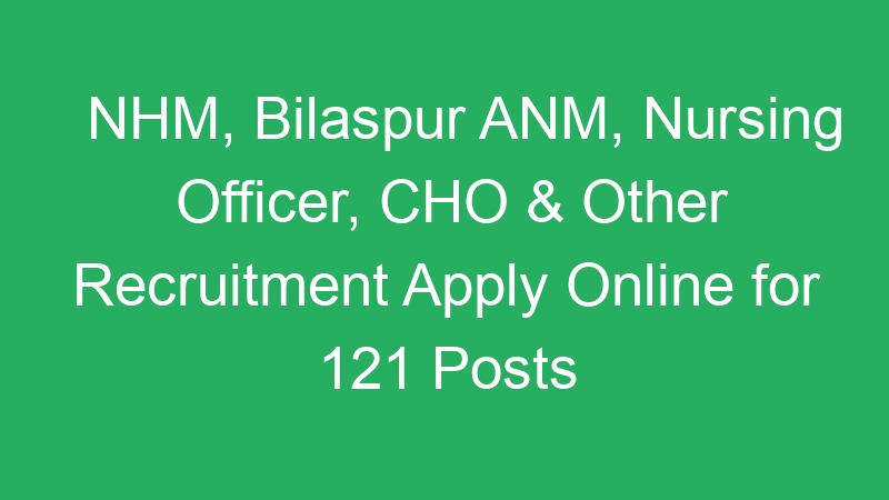 NHM, Bilaspur ANM, Nursing Officer, CHO & Other Recruitment Apply Online for 121 Posts