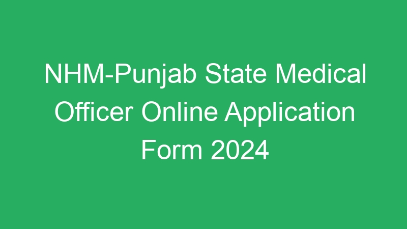 Interview Schedule – NHM-Punjab State Medical Officer Online Application Form 2024