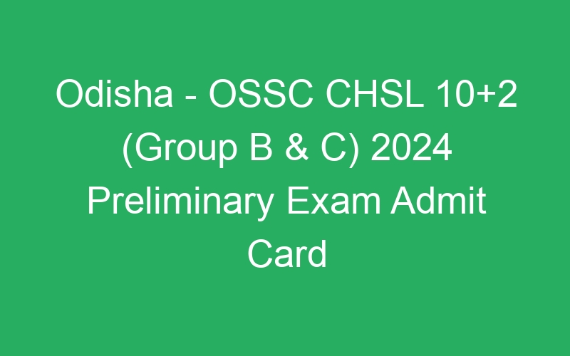 Odisha State – OSSC CHSL 10+2 (Group B & C) 2024Main Written Exam Date – 673 Posts