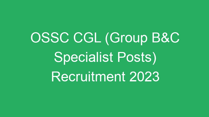 OSSC CGL (Group B&C Specialist Posts) Recruitment 2023