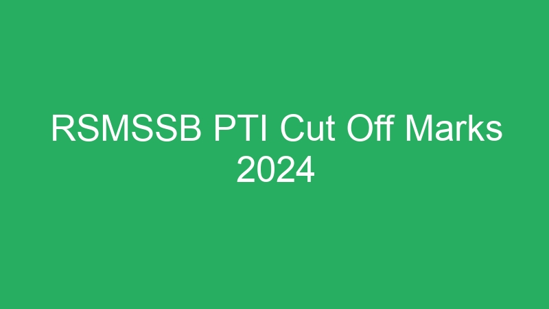 RSMSSB PTI Cut Off Marks 2024