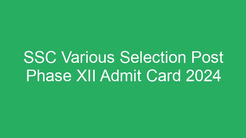 SSC Various Selection Post Phase XII Admit Card 2024 