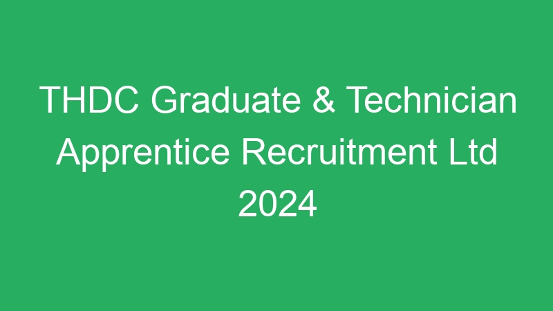 THDC Graduate & Technician Apprentice Recruitment Ltd 2024