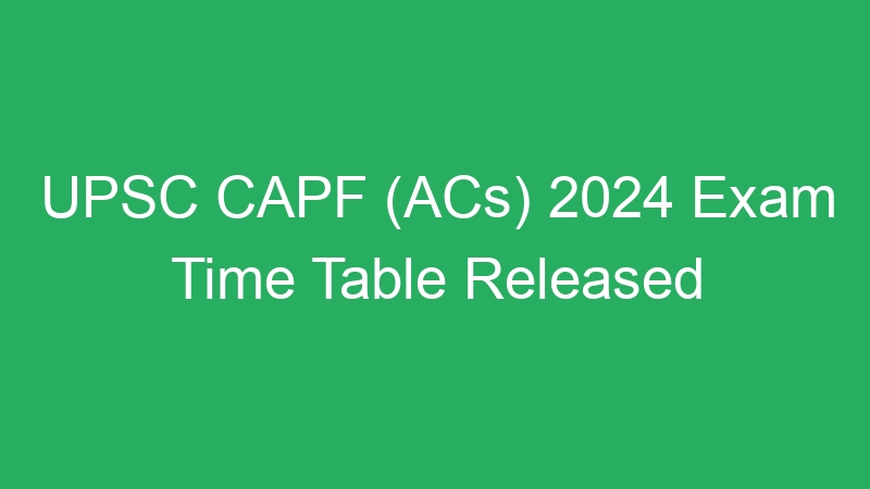 UPSC CAPF (ACs) 2024 Exam Admit Card Available for Download