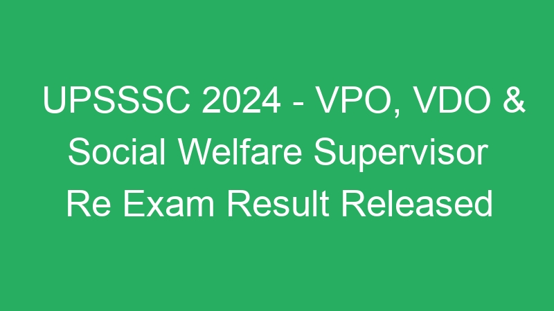 UPSSSC 2024 – VPO, VDO & Social Welfare Supervisor Re Exam Result Released