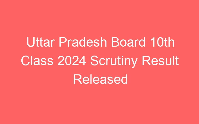 Uttar Pradesh State Board 10th Class 2024 Scrutiny Result Published