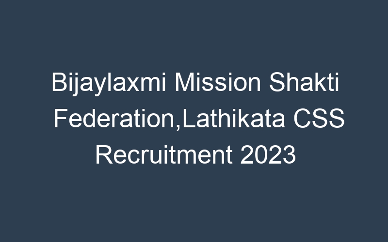 Bijaylaxmi Mission Shakti Federation,Lathikata CSS Recruitment 2023