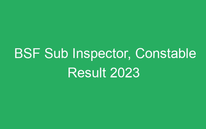 BSF Sub Inspector, Constable Result 2023