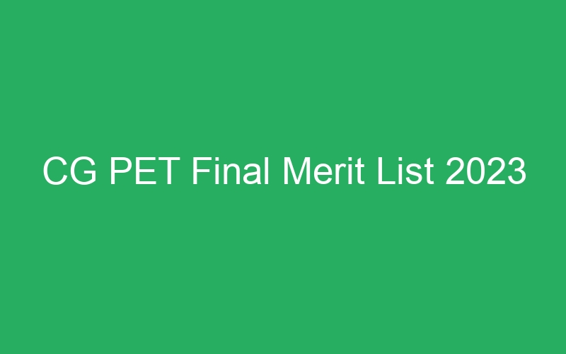 CG PET Final Merit List 2023