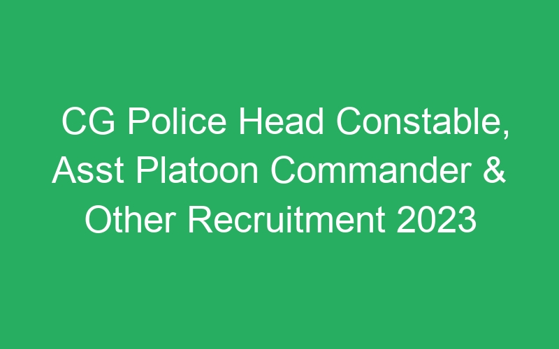 CG Police Head Constable, Asst Platoon Commander & Other Recruitment 2023