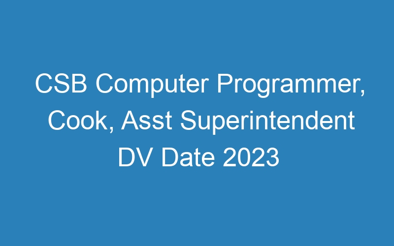 CSB Computer Programmer, Cook, Asst Superintendent DV Date 2023