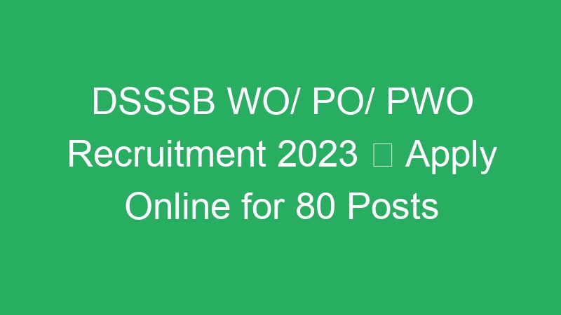 DSSSB WO/ PO/ PWO Recruitment 2023  Apply Online for 80 Posts