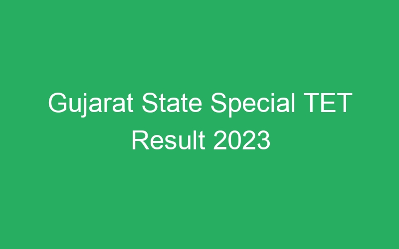 Gujarat State Special TET Result 2023