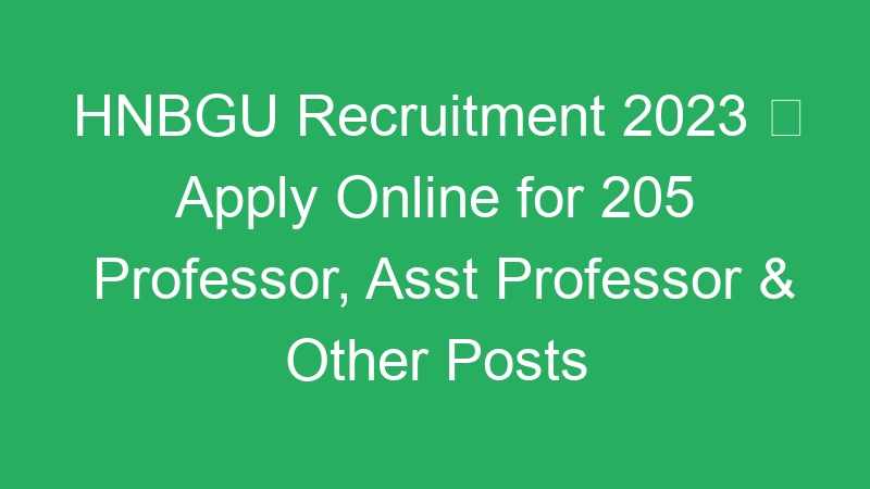 HNBGU Recruitment 2023  Apply Online for 205 Professor, Asst Professor & Other Posts