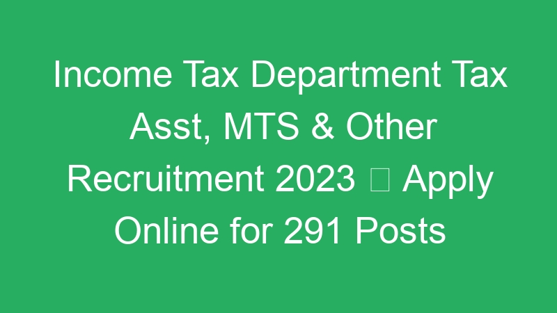 Income Tax Department Tax Asst, MTS & Other Recruitment 2023  Apply Online for 291 Posts