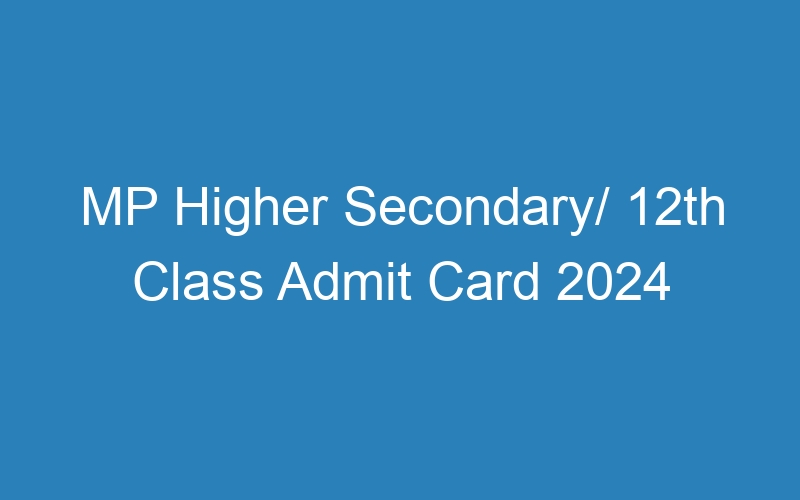 MP Higher Secondary/ 12th Class Admit Card 2024