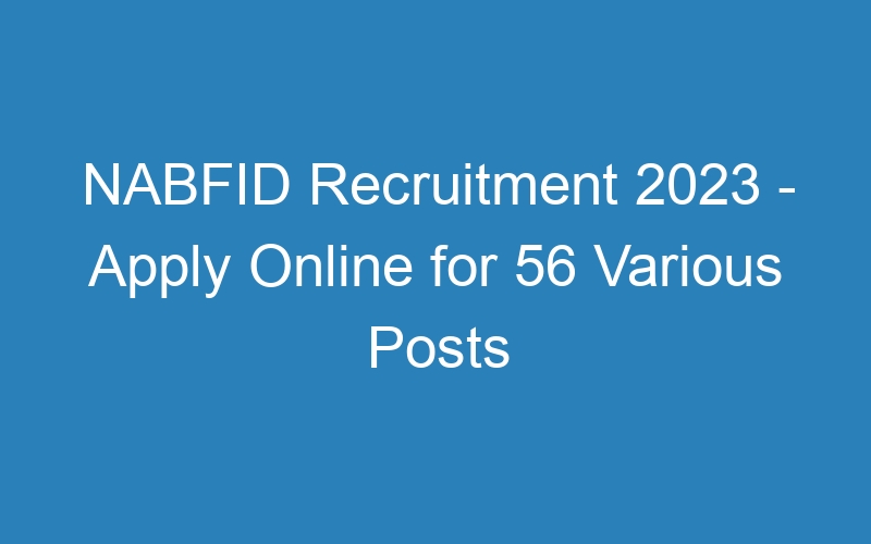 NABFID Recruitment 2023 – Apply Online for 56 Various Posts