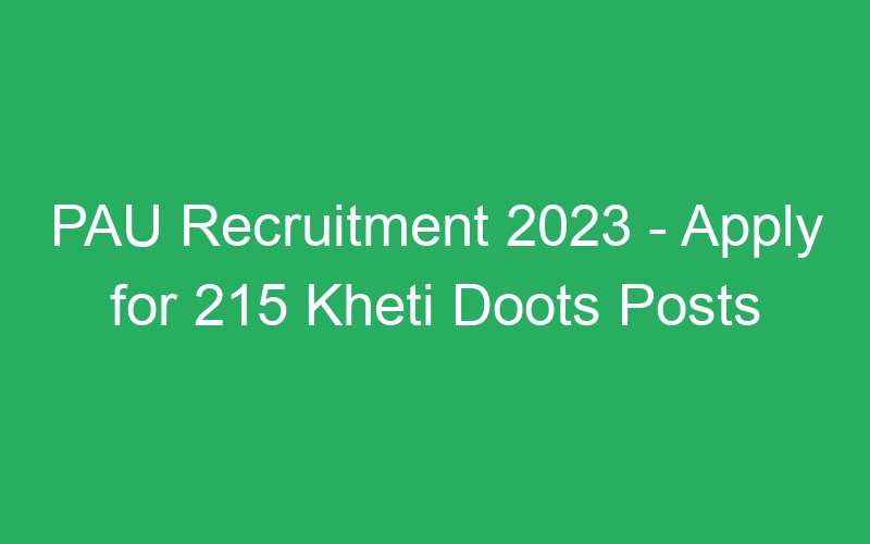 PAU Recruitment 2023 – Apply for 215 Kheti Doots Posts