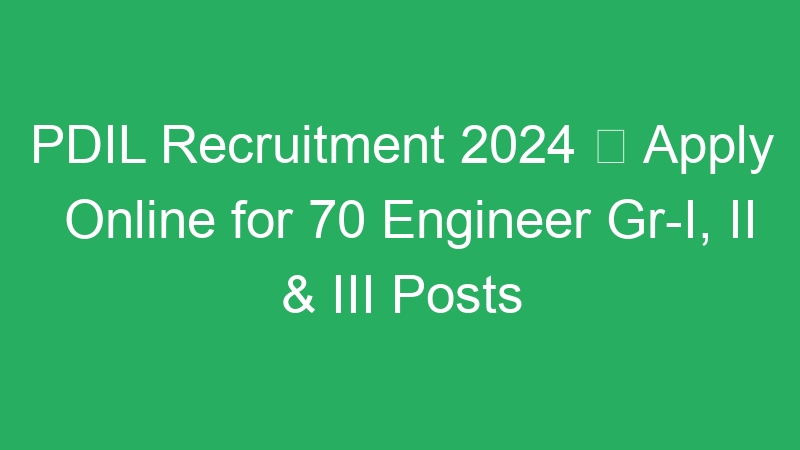 PDIL Recruitment 2024  Apply Online for 70 Engineer Gr-I, II & III Posts