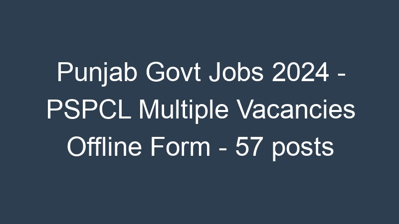 Punjab State Govt Jobs 2024 – PSPCL Multiple Positions Offline Form – 57 posts