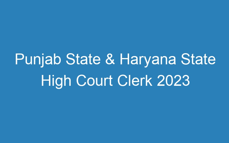 Punjab State & Haryana State High Court Clerk 2023