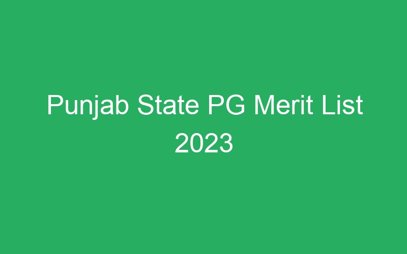 Punjab State PG Merit List 2023