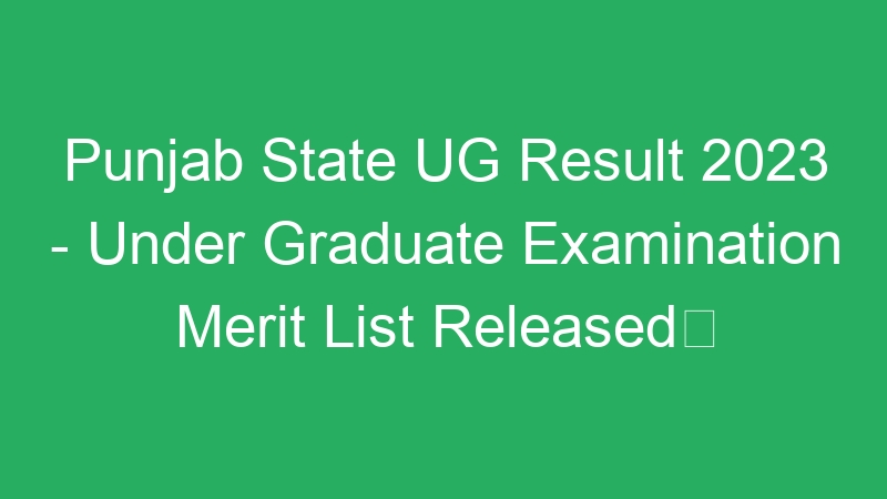 Punjab State UG Result 2023 – Under Graduate Examination Merit List Released