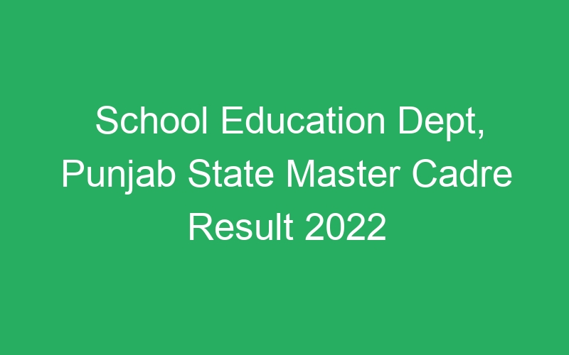 School Education Dept, Punjab State Master Cadre Result 2022